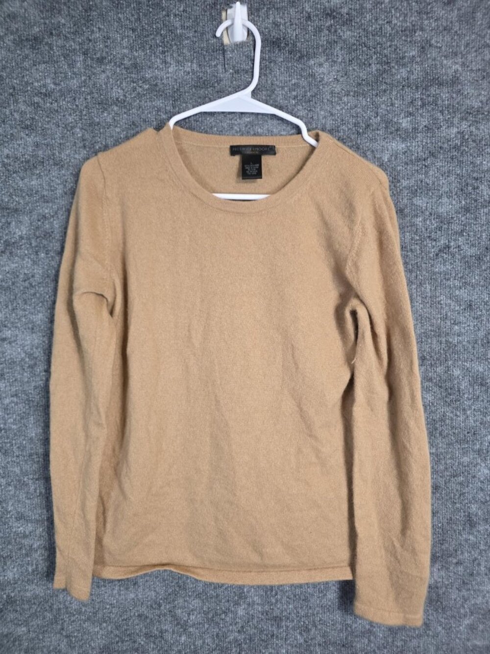 Preswick & Moore Sweater Mens Large Beige 100% Cashmere Crewneck Pilling